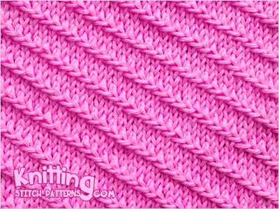 Left diagonal slip stitch knitting - free pattern. 