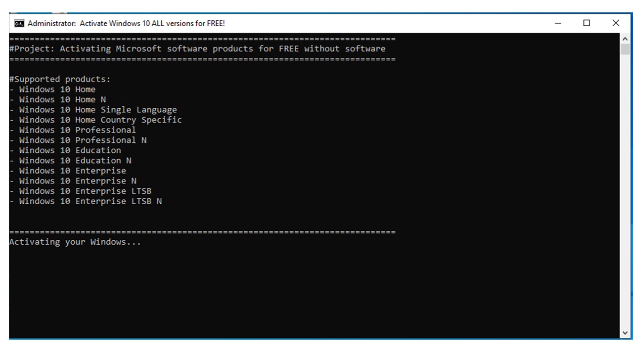 Windows 10 Batch File  How to activate windows 10 without product key