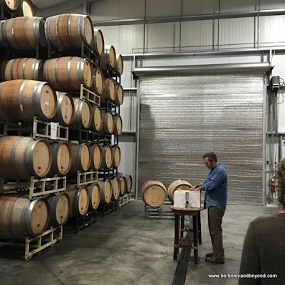 barrel room at Matchbook Winery in Zamora, California