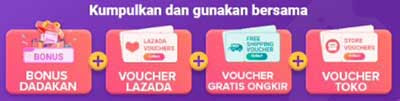 cara gunakan bonus dadakan di aplikasi lazada