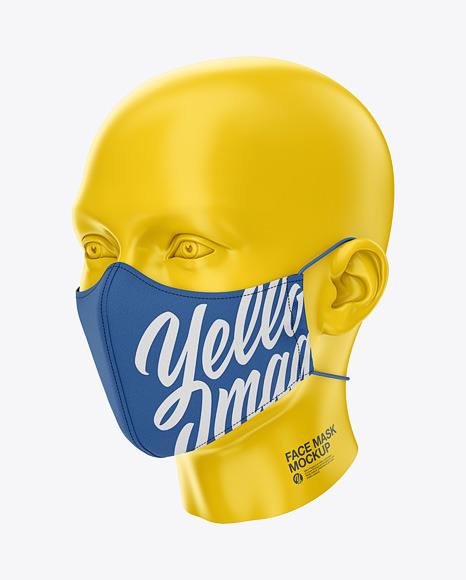 Download Face Mask With Elastic Cord And Stopper Front Half Side View Yellowimages Mockups