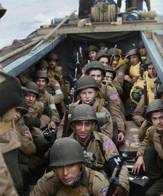 American troops on board a landing craft heading for the beaches at Oran in Algeria during Operation 'Torch,' November 1942 worldwartwo.filminspector.com