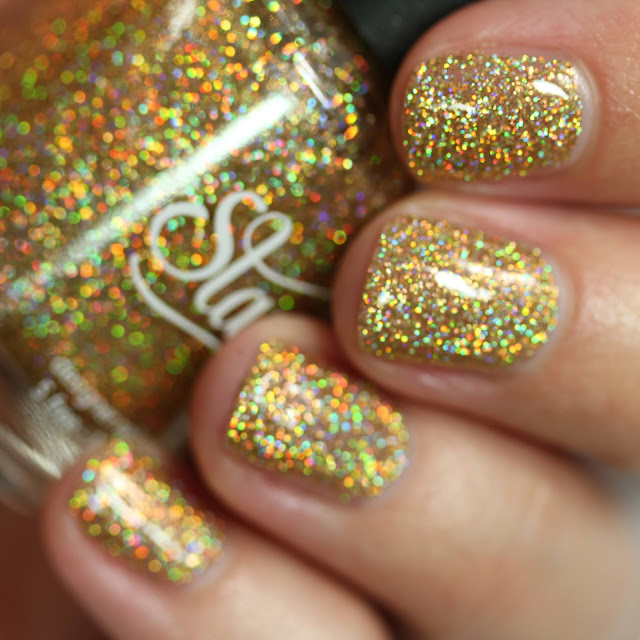 holographic gold glitter nail polish