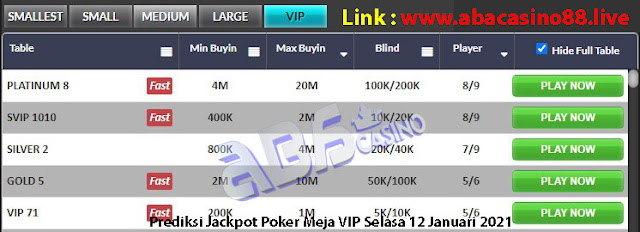Prediksi Jackpot Poker Meja VIP Selasa 12 Januari 2021