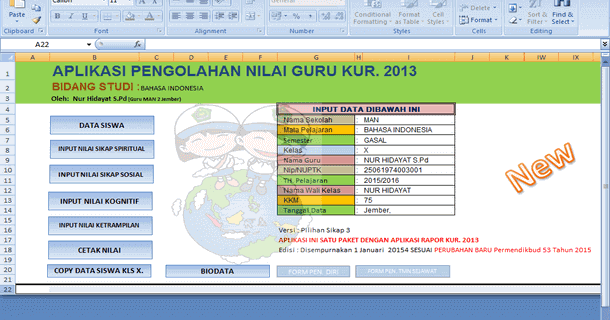 Aplikasi Pengolahan Nilai Kurikulum 2013 Guru MAPEL