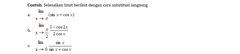Tentang Matematika A Menentukan Limit Fungsi Trigonometri Dengan Cara Substitusi