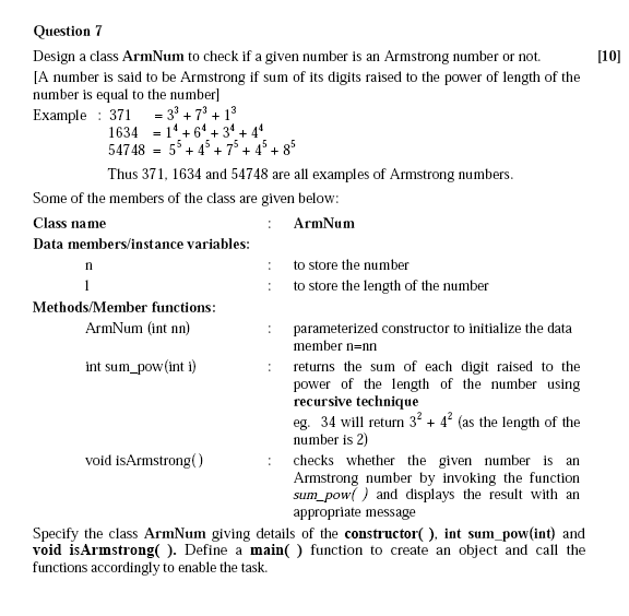 ﻿ISC COMPUTER SCIENCE THEORY PAPERJAVA PROGRAMS 2019 Question 7