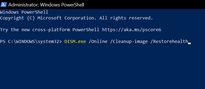 DISM สแกน PowerShell