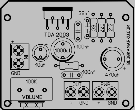 PCB Power TDA 2003 Layout Mono amplifier – BLOGKAMARKU