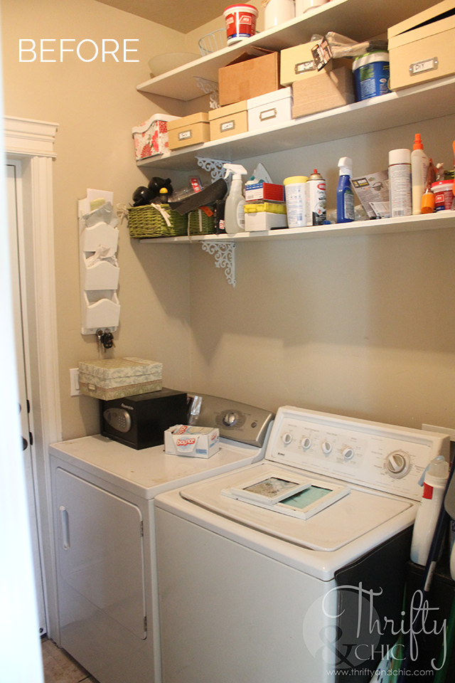 DIY Laundry Room Shelving - Get this farmhouse look