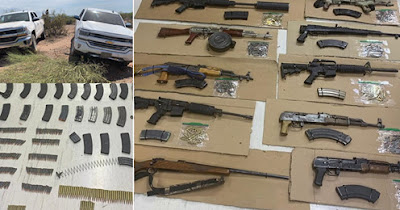 Decomisan PESP y Ejército en Caborca un arsenal de alto calibre en autos robados, diez armas largas y más de 400 cartuchos