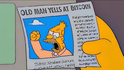 Alter Mann schreit Bitcoin an - Grandpa Simpson lustig Alter Mann schreit Bitcoin an - Grandpa Simpson lustig