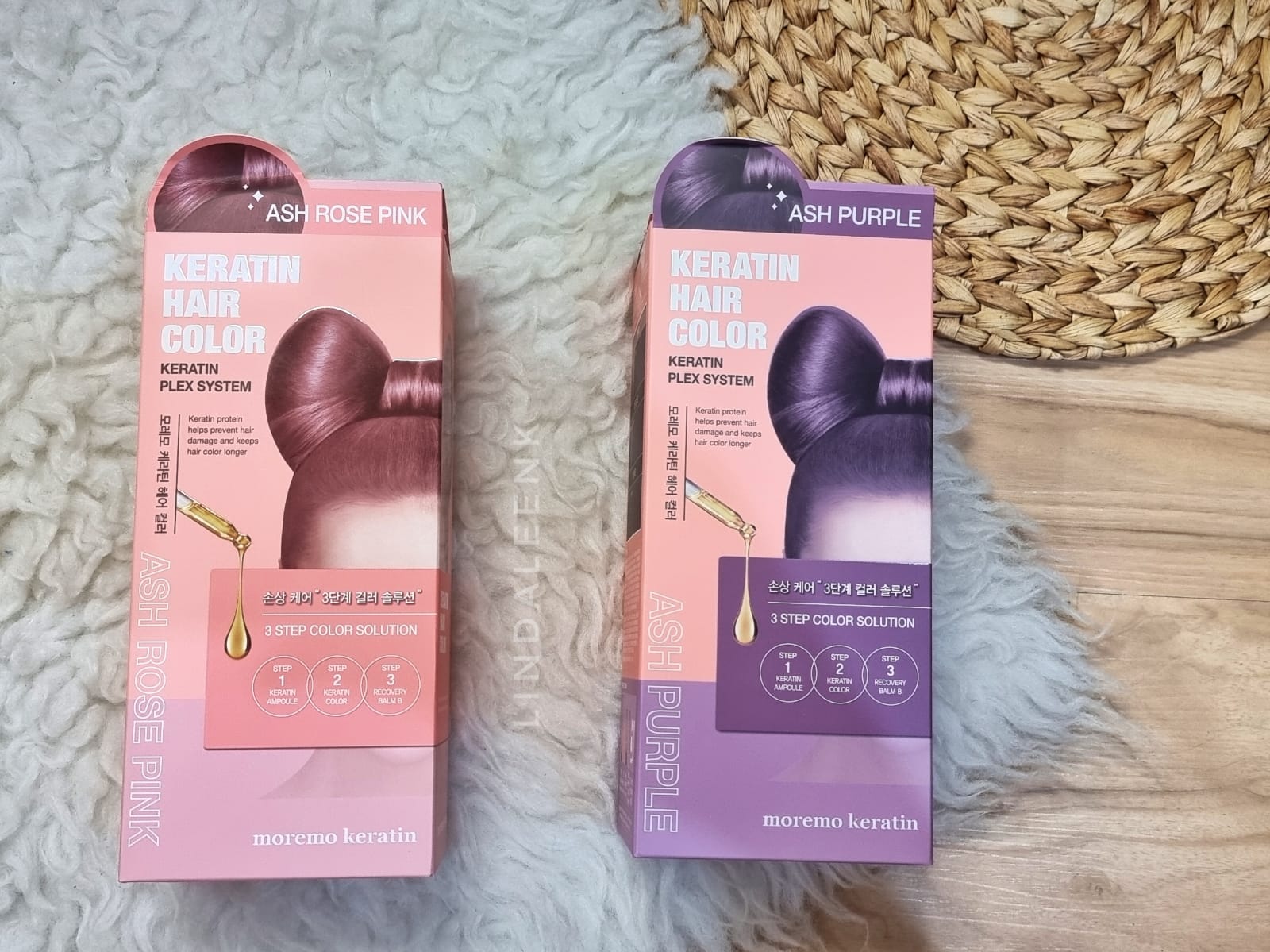 REVIEW MOREMO KERATIN HAIR COLOR ASH ROSE PINK AND ASH PURPLE