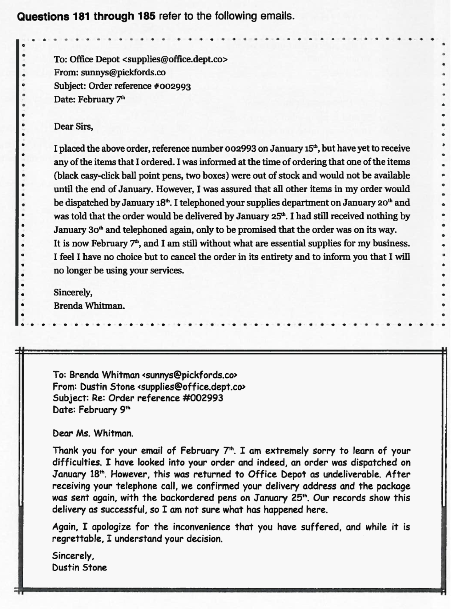 TOEIC READING TARGET TEST 1