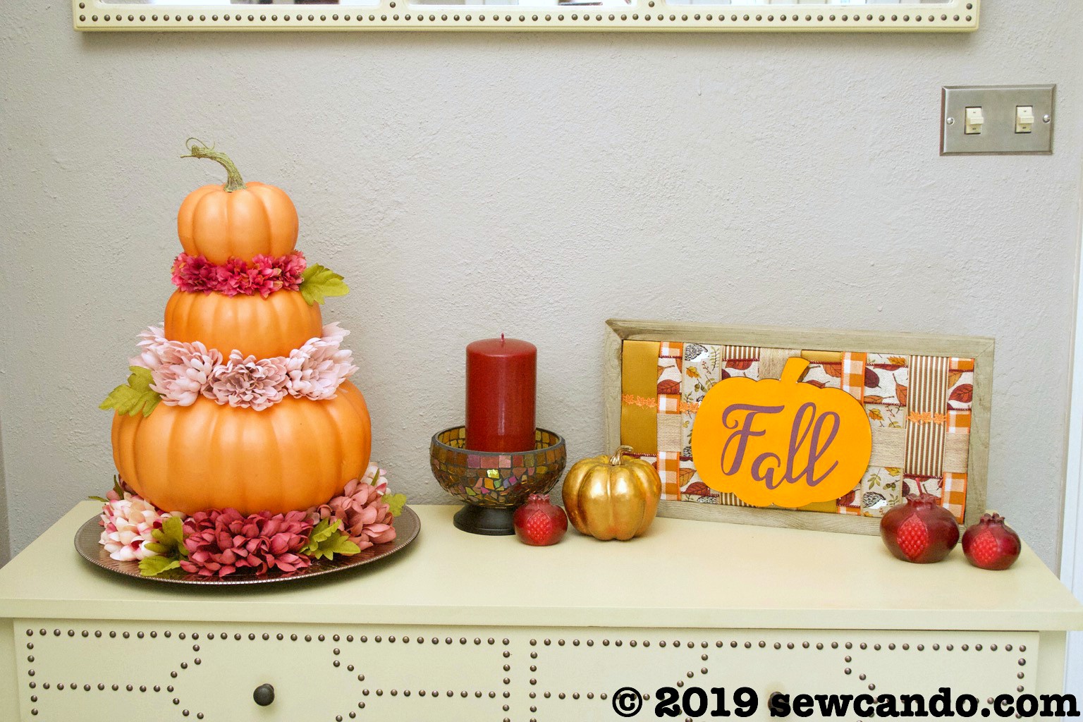 Sew Can Do Easy Craft Pumpkin Flower Tower Table Decor
