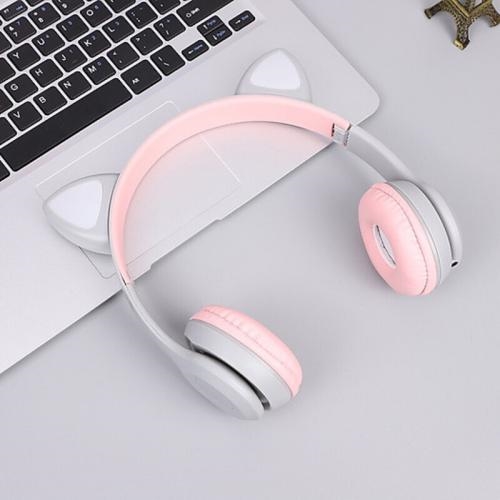 Tai Nghe Bluetooth Tai Mèo P47M, Thiết Kế Tai Mèo Độc Đáo, Đèn Led Cực Đẹp, Âm Thanh Trầm Ấm