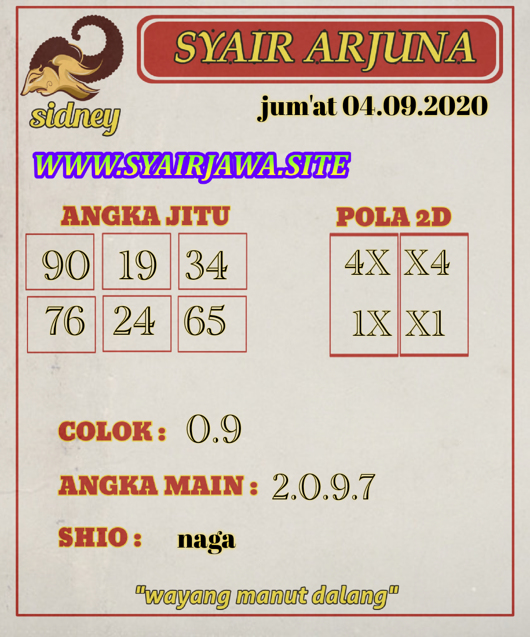 Syair Sidney Hari Ini Jumat 04092020 Prediksi HK Malam