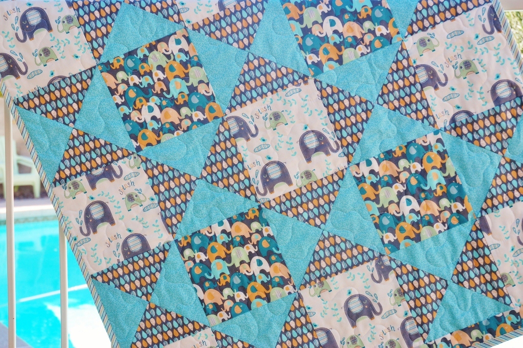 Elephant Splash Baby Boy Quilt