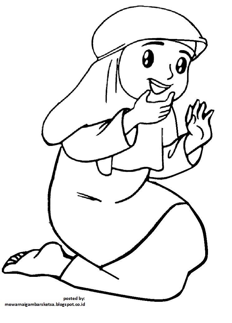 Mewarnai Gambar: Gambar Kartun Anak Mengaji