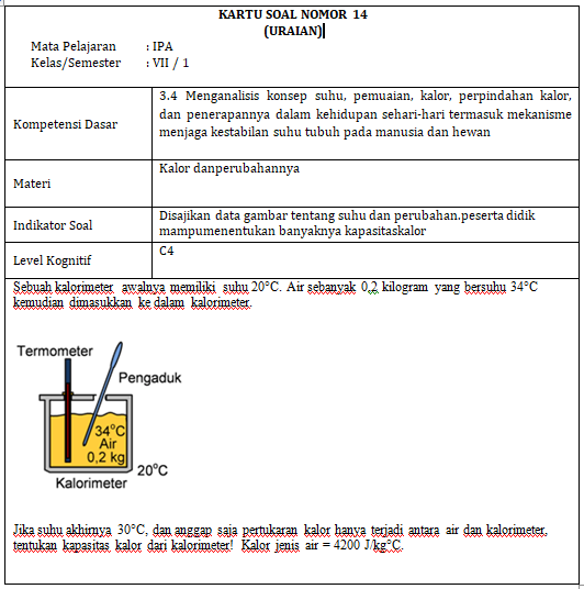 CONTOH PENILAIAN BERORIENTASI HOTS - LENGKAP DENGAN KISI - KISI SOAL