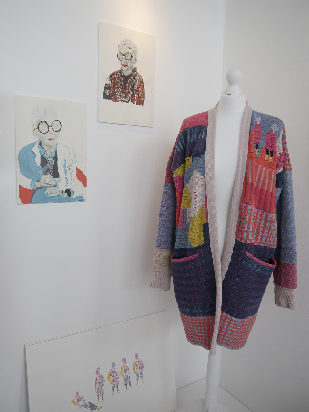 Top 5 from DJCAD Degree Show 2017: Isla Rustrick Degree Show, Art School, Dundee Degree show, art exhibition, DJCAD Degree Show 2017, Duncan of Jordanstone College of Art and Design, knitwear, knitted cardigain, Iris Apfel, Isla Rustrick, Textile Design