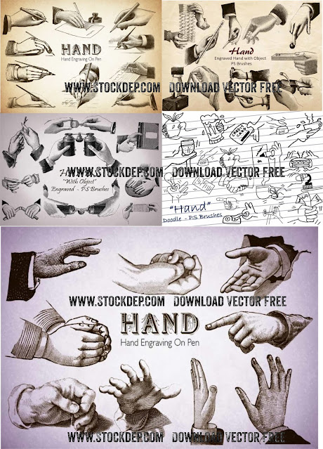 Download free 50 Hand PS Brushes abr.2500px High Res Vol.15 Engraved Hand with object – Brushes bàn tay