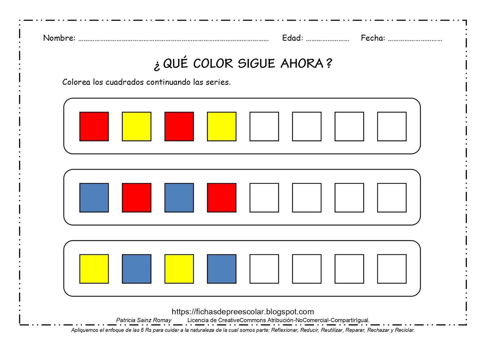 Fichas De Educacion Preescolar Que Color Sigue Ahora Series Con