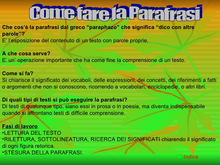 primacsolesino ITALIANO 1^ Antologia la parafrasi