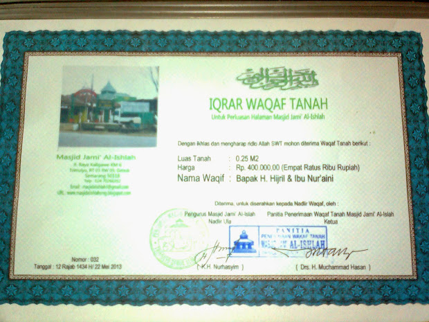 Contoh Surat Pernyataan Wakaf Masjid Musik Nyah Year Of
