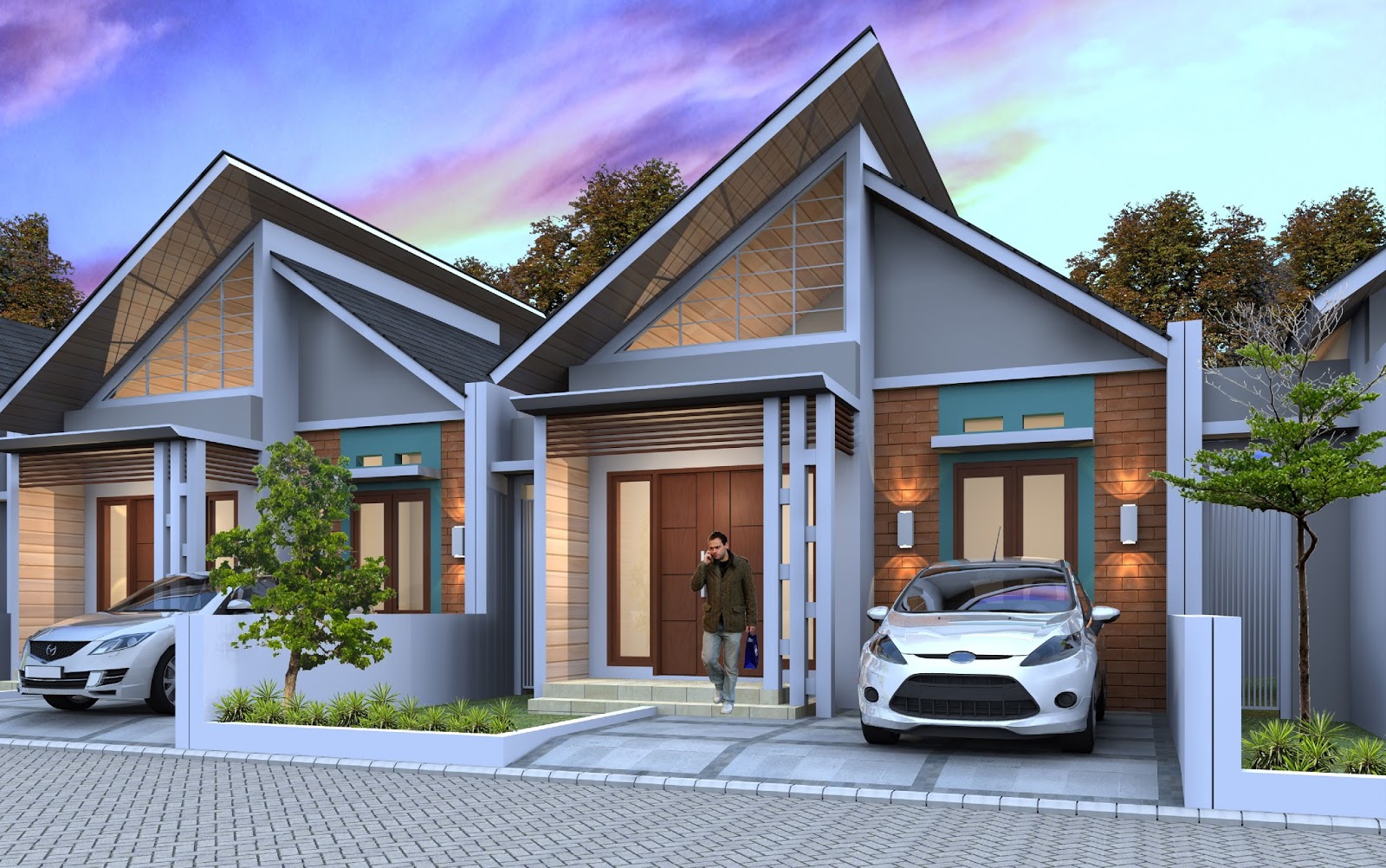 23 Rumah minimalis atap pelana modern