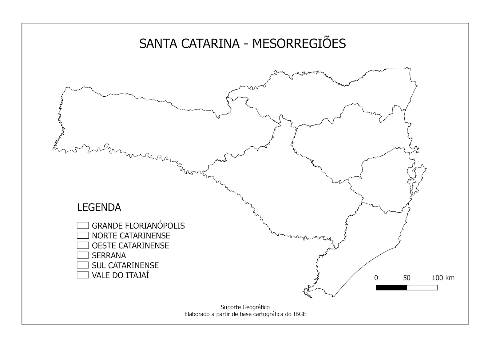 MAPA MESORREGIÕES DE SANTA CATARINA PARA COLORIR EM PDF