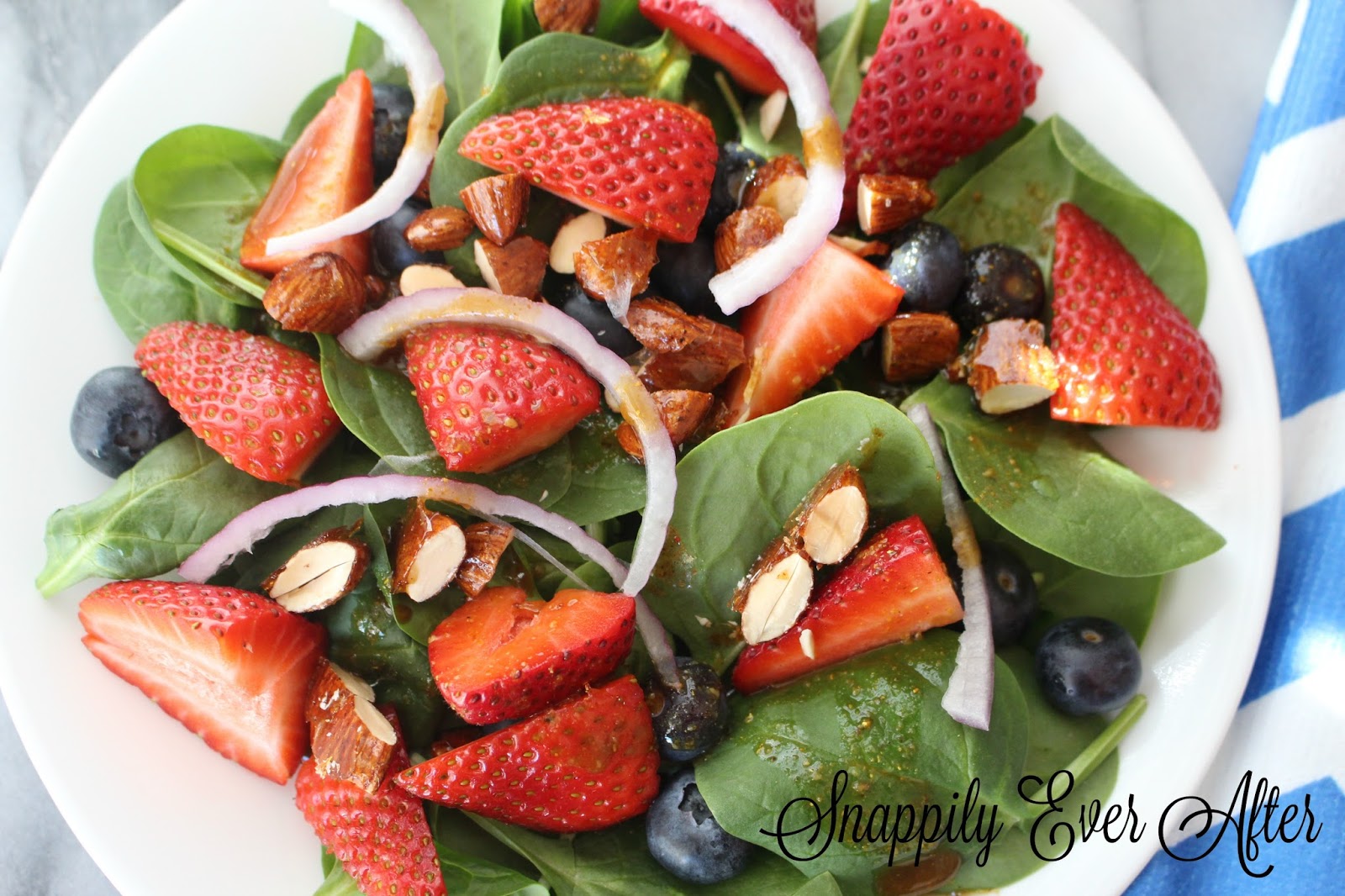 Snappily Ever After Spinach and Berries Salad with Curry Dressing