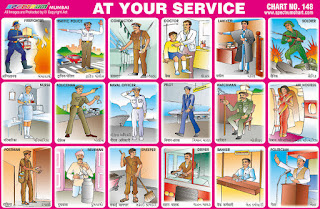 At Your Service Chart contains images of various professions and public servants
