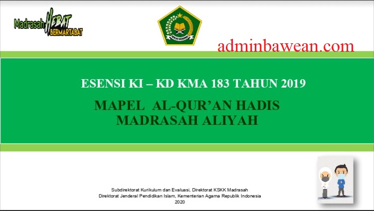 Esensi KIKD KMA 183 Tahun 2019 Mapel AlQur�an Hadits MA
