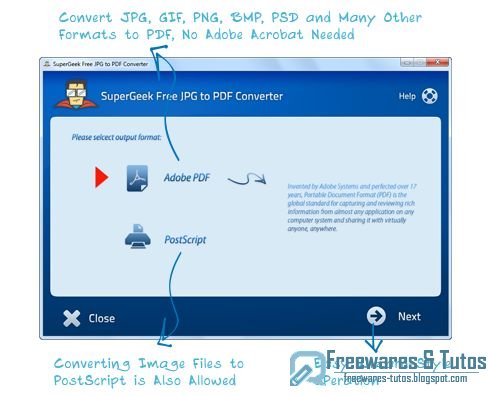 SuperGeek Free JPG To PDF Converter : un nouveau logiciel pour convertir et numériser les images en fichiers PDF