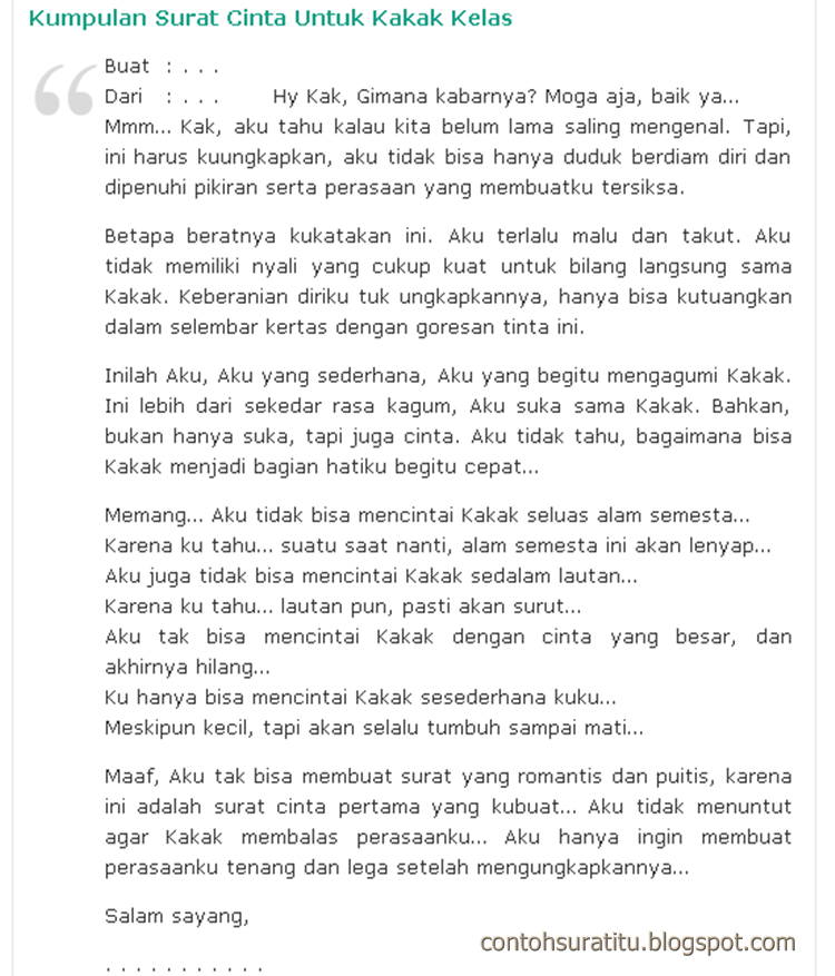 Contoh Surat Cinta Menggugah Sang Senior