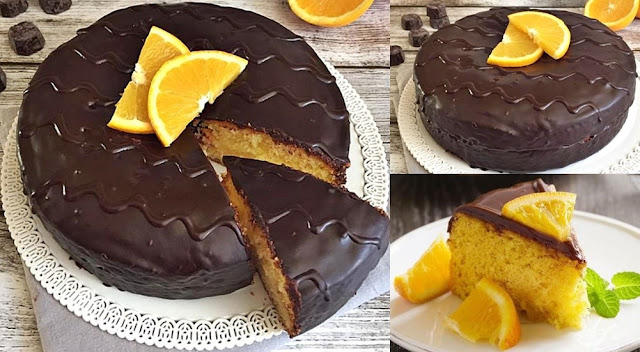 Bolo de Iogurte e Laranja com Cobertura de Chocolate