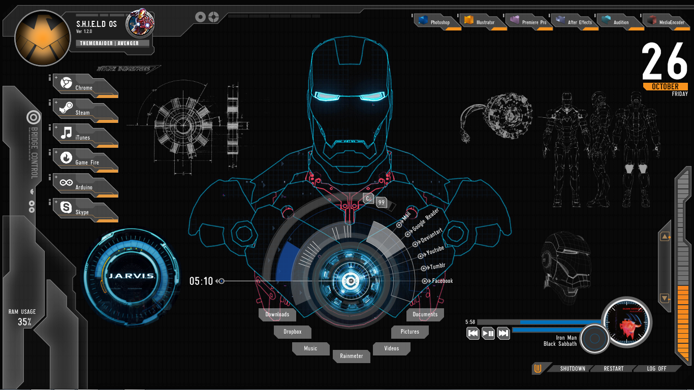 Themes For Windows 7 And Windows 8 Shield Iron Man Theme For Windows