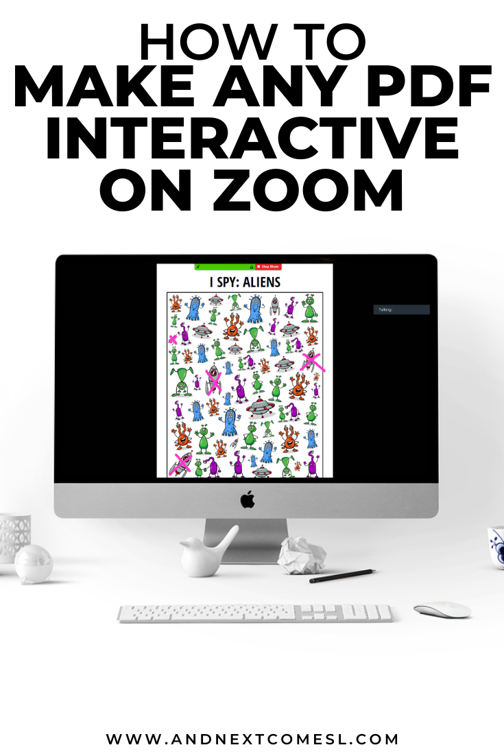Zoom tips for teachers and teletherapists: how to screenshare and annotate PDF printables on Zoom and make them interactive for kids