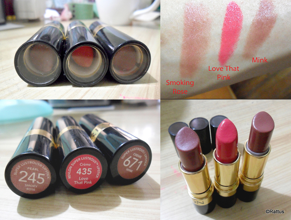 Revlon Super Lustrous Lipstick (Smoky Rose, Love That Pink, Mink)