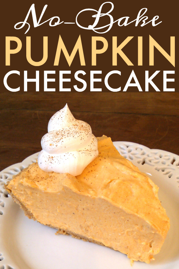 No-Bake Pumpkin Cheesecake | An easy pumpkin cheesecake recipe made with cream cheese, pumpkin and pumpkin spice that's a cool and creamy alternative to traditional pumpkin pie!