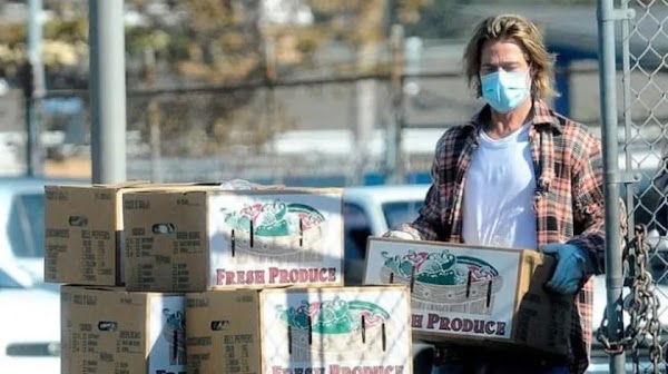 Brad Pitt empaca y reparte comida a necesitados