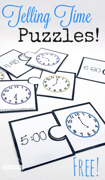 FREE Telling Time puzzles - this is such a fun way for kindergarten, 1st grade, 2nd grade, and 3rd grade students to practice using a clock with fun math games (homeschool, educational activity, math center) FREE Telling Time puzzles - this is such a fun way for kindergarten, 1st grade, 2nd grade, and 3rd grade students to practice using a clock with fun math games (homeschool, educational activity, math center)