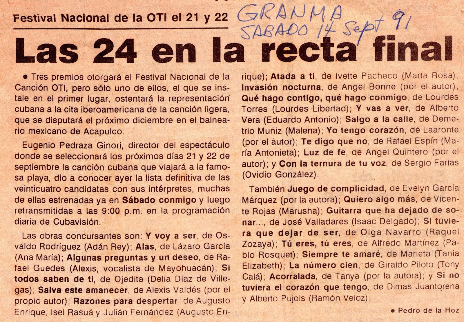 El blog de Pedraza Ginori FESTIVAL DE LA OTI 1991, DE LA HABANA A ACAPULCO