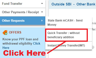how to transfer money without adding beneficiary sbi