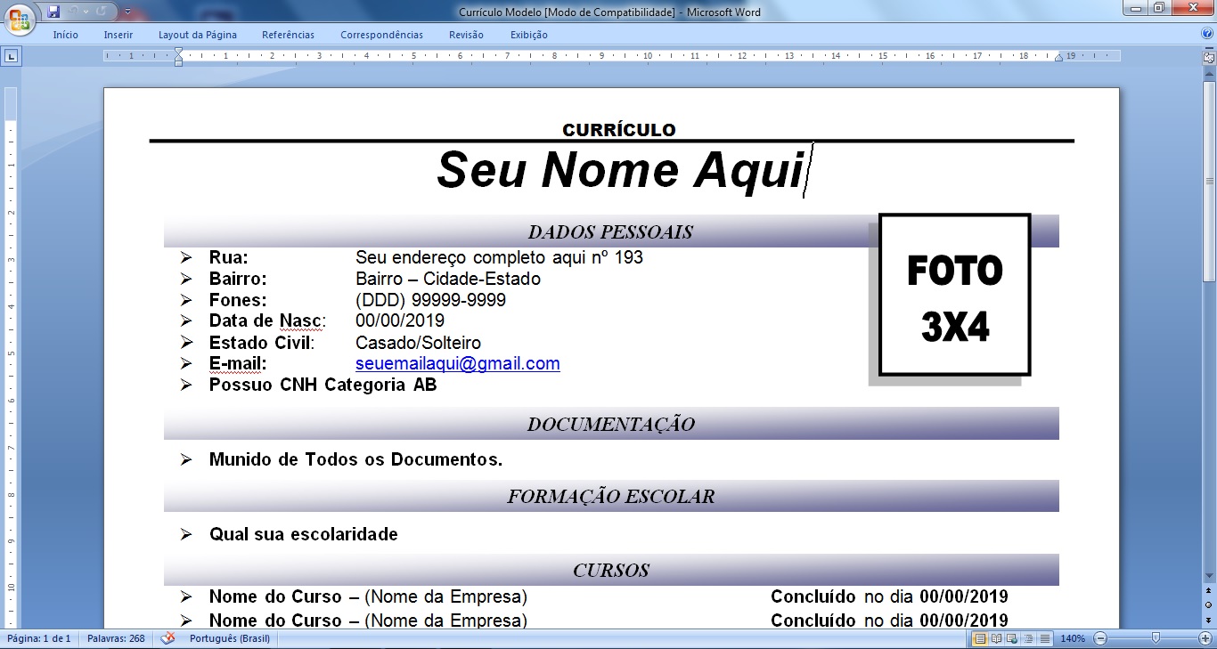 Misael Digital: (Download) Currículo Modelo