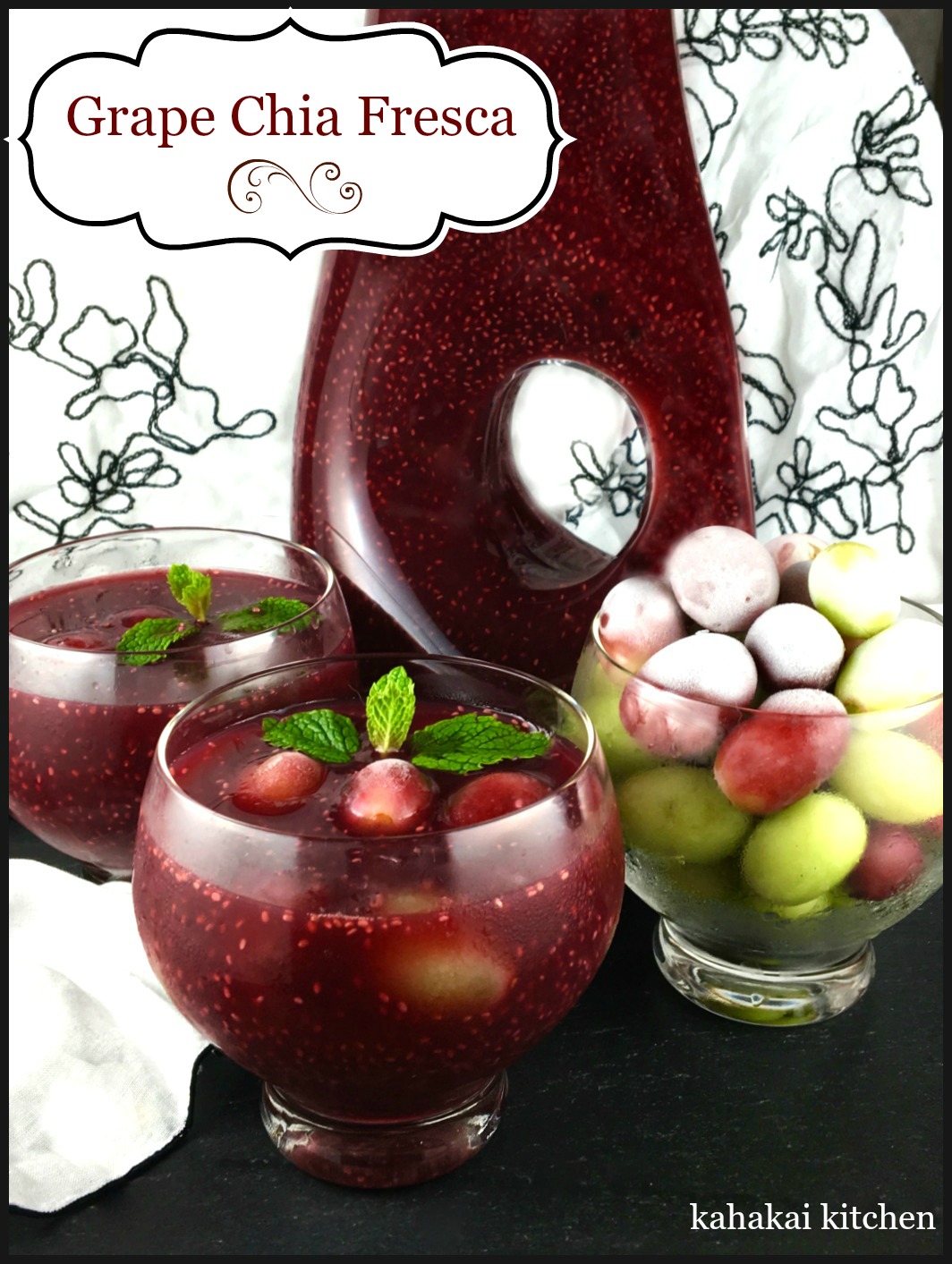 Kahakai Kitchen Grape Chia Fresca with Frozen Grape "Ice Cubes" for