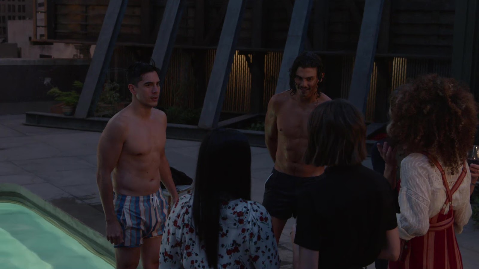 Tommy Martinez, Michael Galante and Josh Spence shirtless in Good Trouble 1...