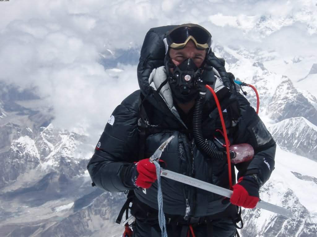 Using bottled oxygen In Mount Everest Great Mountain