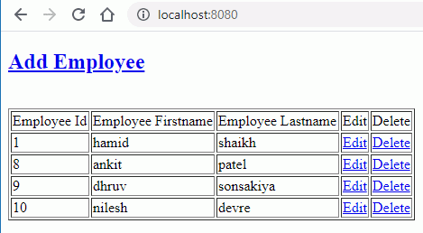 index or list employee file